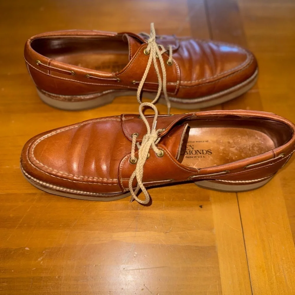 Allen Edmonds Clipper Deck Boat Tie Shoes Men’s 10 Brown Leather Preppy Travel